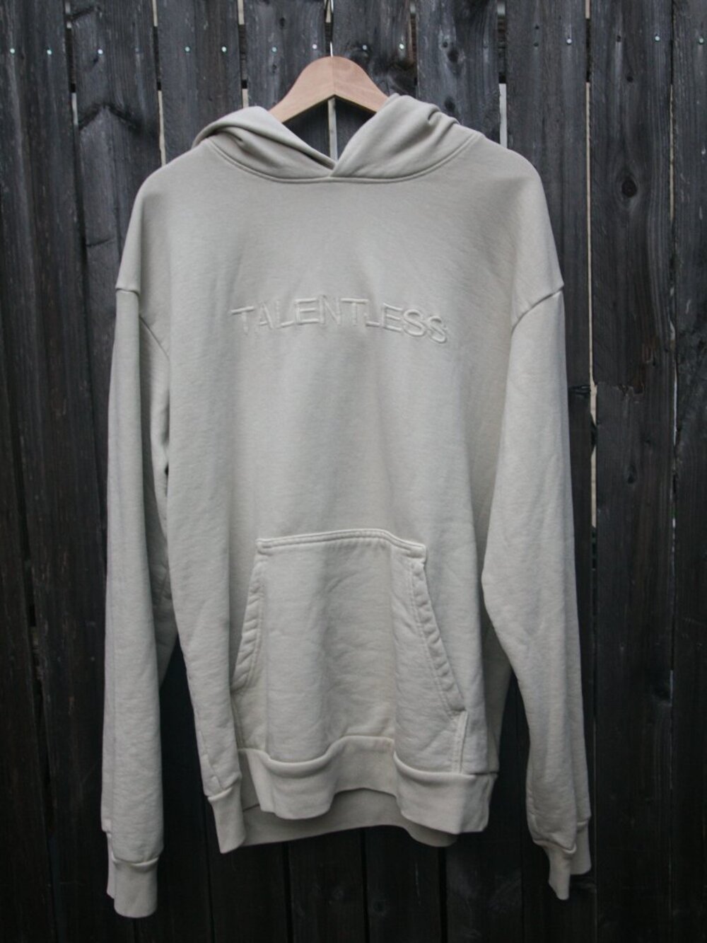 Share Size L - TALENTLESS Men's Cream 100% Cotton Hevyweight Logo Hoodie